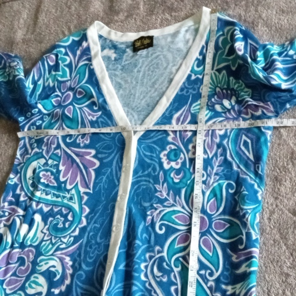 Bob Mackie Wearable Art Paisley V-Neck Cardigan - image 7